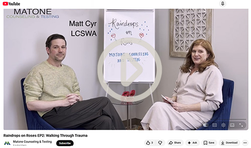 In this episode of Raindrops On Roses, Matt Cyr, LCSWA (Cotswold), joins Kim Matone for an authentic conversation about walking through trauma with clients.